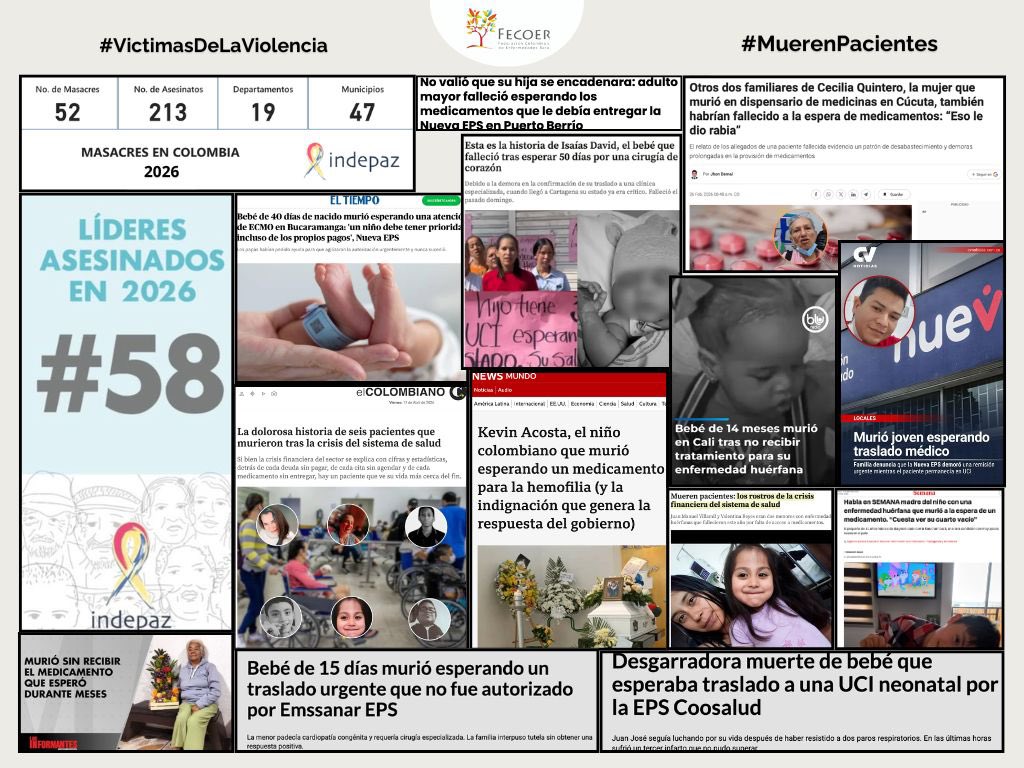Fecoer's tweet photo. 🚨 #ATENCIÓN | 3 PREGUNTAS PARA EL PAÍS 🇨🇴 RT

⚽️❌ ¿Qué piensa Colombia cuando lee “Equipo del Gobierno de la Vida”, pero despierta con noticias de pacientes que murieron esperando un medicamento, una autorización o una cama UCI?

⚽️❌ ¿Qué sienten las familias que perdieron a un ser querido por el abandono del sistema de salud o por la violencia, frente a un “Gobierno de la Vida” que no los protegió?

⚽️❌ ¿Cómo entiende el país ese “Gobierno de la Vida” mientras continúan las masacres, los líderes asesinados y la violencia?

❌ La realidad no se tapa con campañas ni discursos. 

NO más #MuerenPacientes
NO más #VíctimasDeLaViolencia

Colombia merece respuestas. Pensemos bien por quién votar… 🇨🇴

@DianaCardenasG @Missmelindres @CMarqueZuccardi @Pacientesco @GarciaRuizJo @RonnySuarez_ @yeyomax1 @ANIABELLO_R @cristinaplazasm
