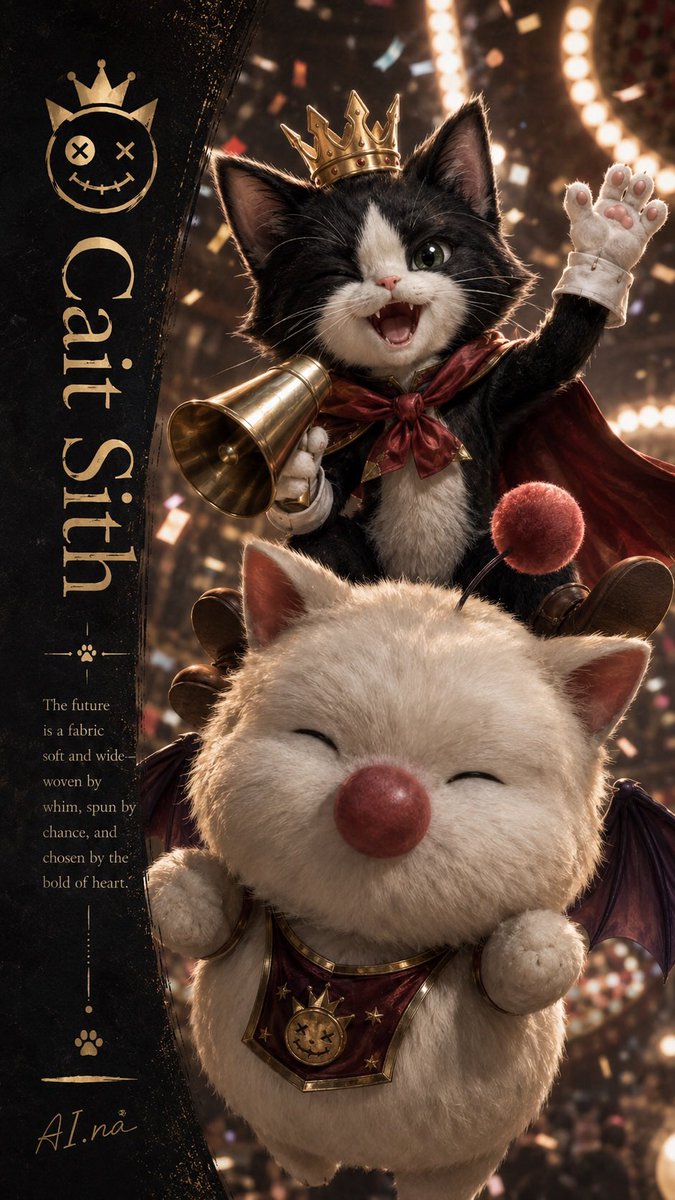AIna_artmusic's tweet photo. I couldn’t let it go… spent another 2 hours fixing the Moogle after yesterday’s fails 😅

From potato to this premium collector edition. Cait Sith approves kupo! 

Before/after + exact prompt tweaks in thread below. 

Who else struggles with Moogles? Drop your tips ❤️

Moogle prompt fix in the comment 👇