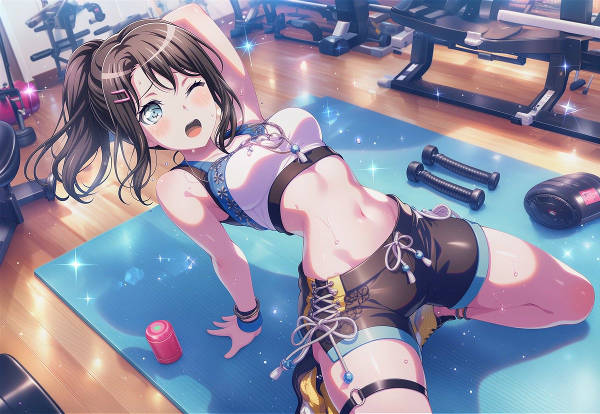 west2005_nl13's tweet photo. BanG Dream!／バンドリ！ ｢ハロー、ハッピーワールド!｣  弦巻こころ  奥沢美咲

今回のエクササイズシーンは「ハロハピ」から、こころとミッシェル。

こころは柔軟得意そうだな～

※SFW illustration. No nudity, no suggestive intent. https://t.co/ILFpMR94Ha