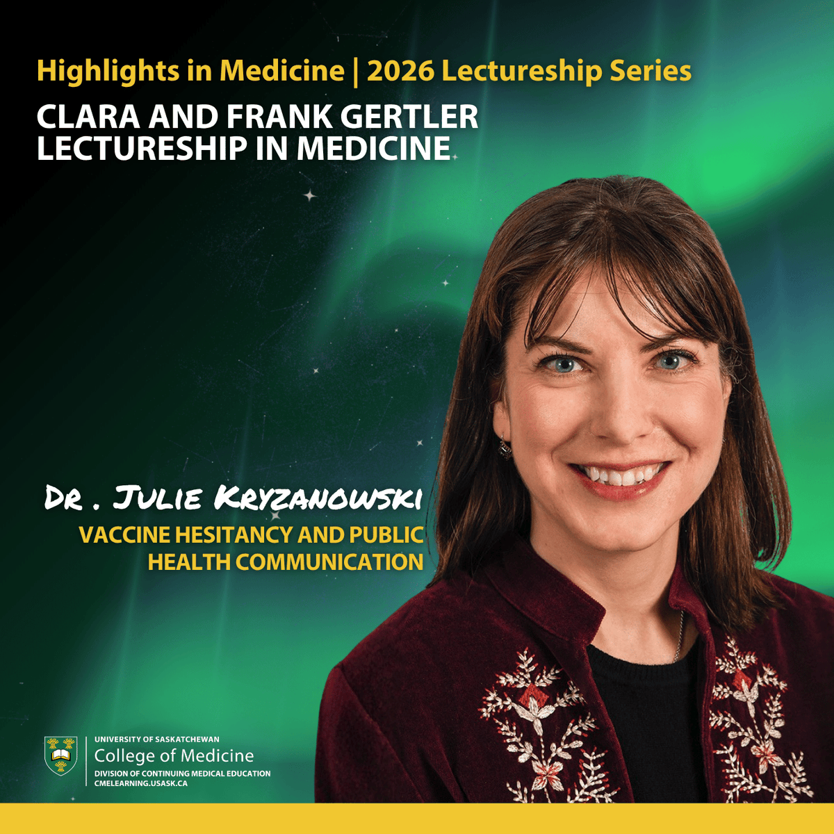 usask_CME's tweet photo. 📢 Dr. Julie Kryzanowski will examine public health implications of vaccine hesitancy &amp; the re-emergence of previously controlled infectious diseases at the Highlights in Medicine Lectureship Series.
Jun 20 | Hybrid | Everyone Welcome
To learn more, visit https://t.co/LVClUJwgqU. https://t.co/VmXFVjFNZQ