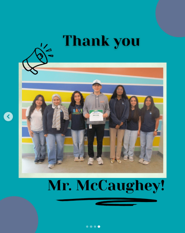 NATIONALSAVE's tweet photo. 📣 Shout out to @HoustonISD and Lamar High School’s SAVE Promise Club for nominating Mr. McCaughey, an IB AI SL math instructor at Lamar, as May’s Trusted Adult! 💚💚

#Savepromiseclub #TrustedAdult https://t.co/Gwy189X1hi