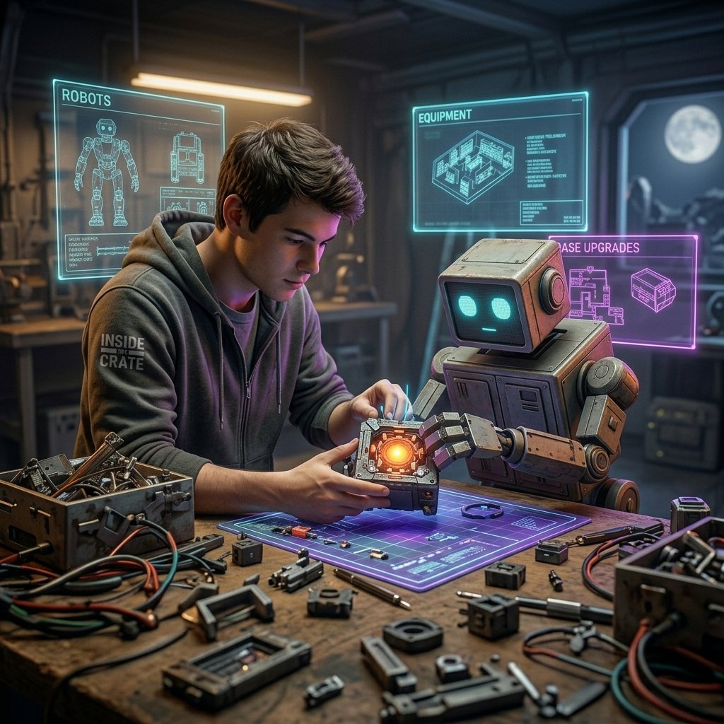 insidecrate's tweet photo. Hello Commanders!

In "Inside the Crate," true power isn't just found, it’s BUILT. 🏗️

The Crafting Station lets you turn raw loot into Robots, Equipment, and global Base Upgrades for your fleet.

🧵 (1/5) #Solana https://t.co/0U4MsLtH3k