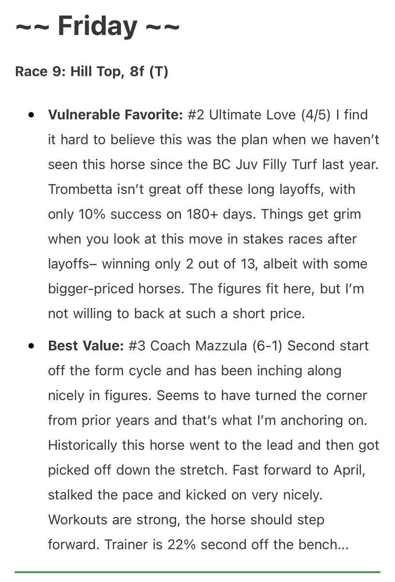drewcoatney's tweet photo. The Preakness weekend kicks off right! The 1st vulnerable favorite loses and our top choice wins in the “Live Long Shots and Vulnerable Favs”

It pays to pay for ITM plus. 

Check out the rest of the write up over at:

https://t.co/HNfXOkqcvz

cc: @InTheMoneyMedia @loomsboldly https://t.co/RG4ejSXEXk
