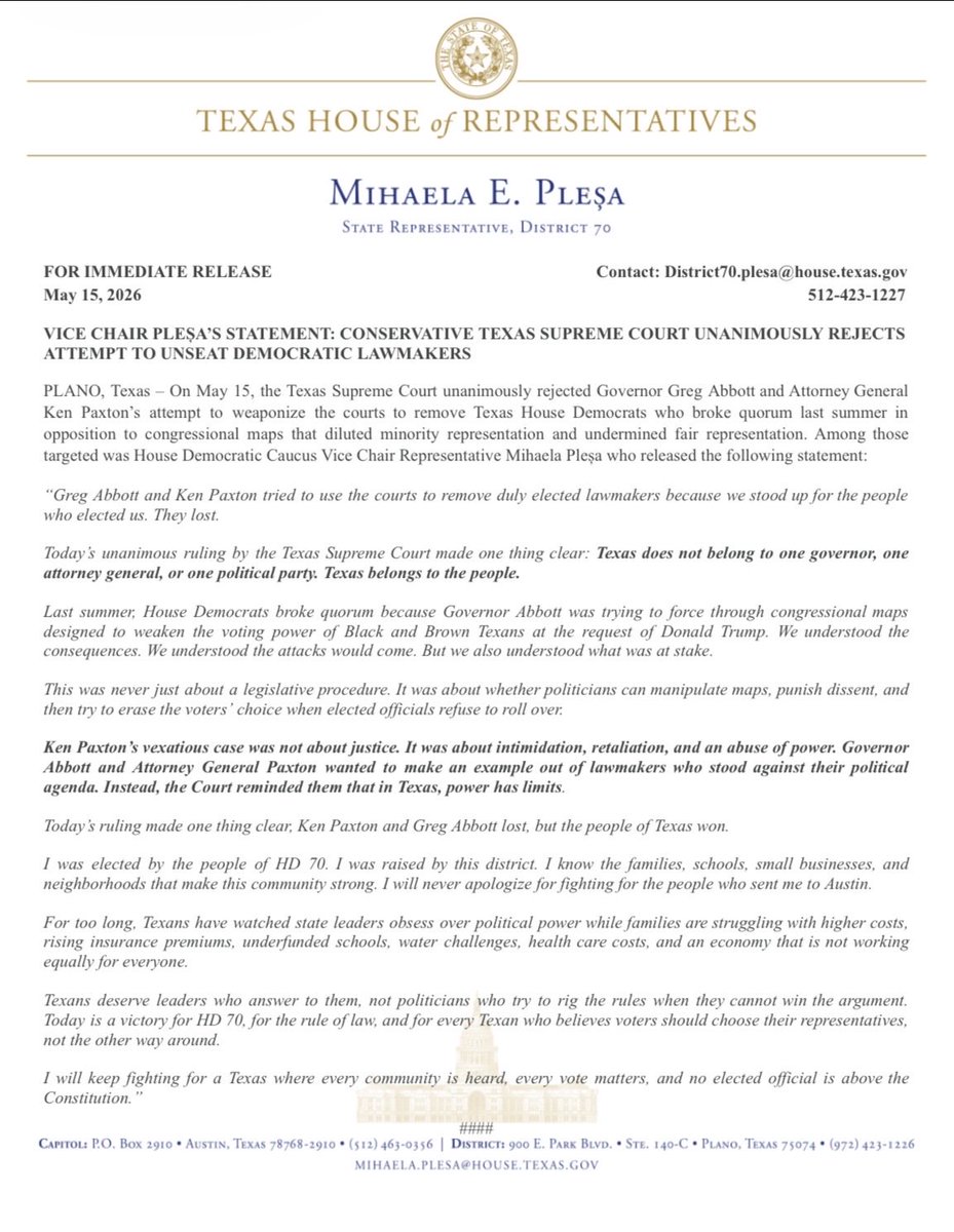 Representative Mihaela E. Pleșa tweet media