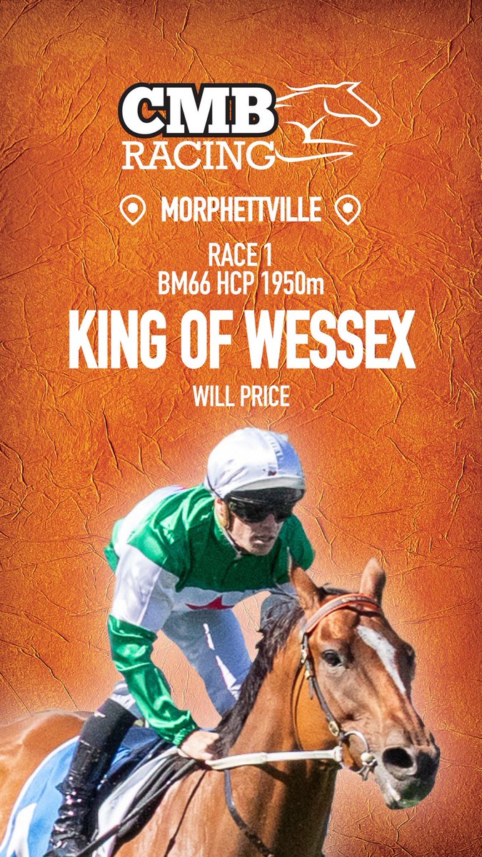 RacingCmb's tweet photo. We head to @SAJockeyClub 

R1 KING OF WESSEX improving each start 

R3 PHINEAS gets chance to improve form on soft 

R4 MRS SECOMBE likes soft track

R5 ATTAIN having 2nd stable start
VOLTAGE POINT with 3kg claim 

R8 BIG BRUTE tricky conditions 

Good luck to connections 🏇🧡🖤 https://t.co/wDnD5cjrLw