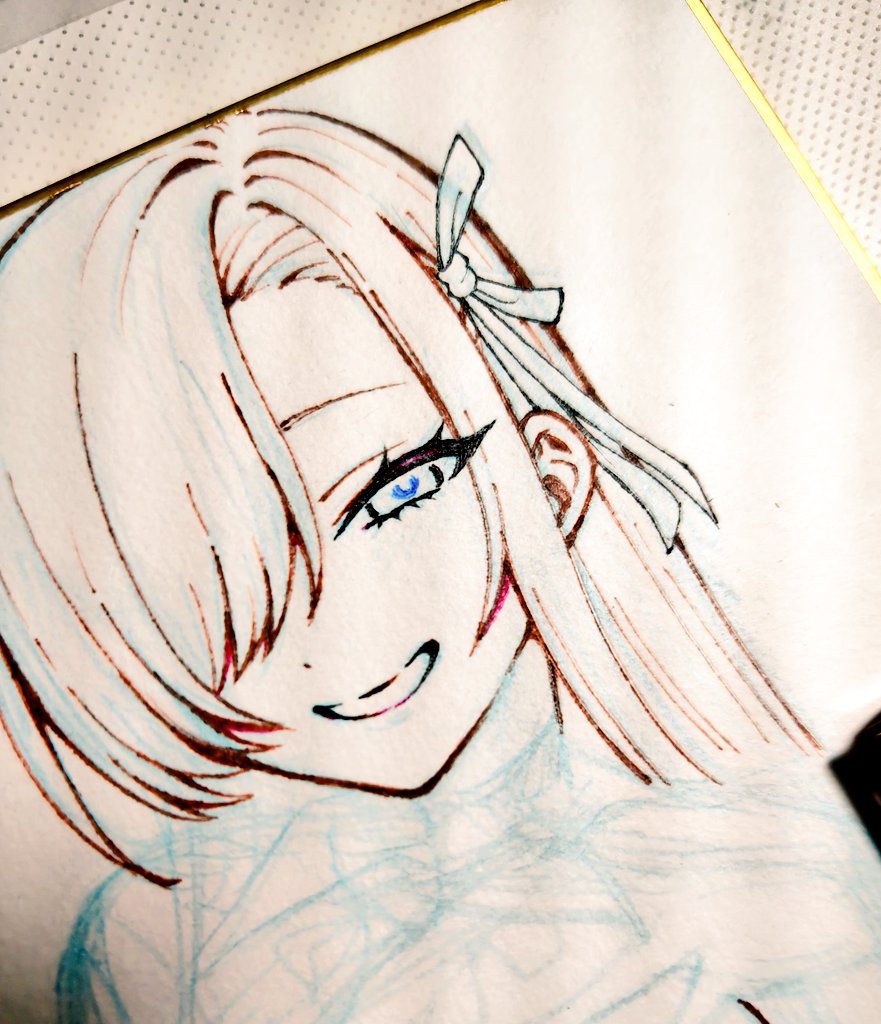 線画楽しい✍️ #アナログイラスト #ブルアカ #ブルーアーカイブ