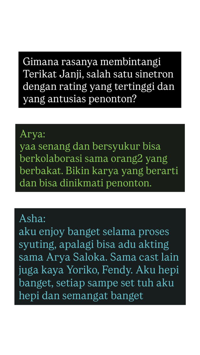 bagaimana_ini's tweet photo. Interview Arya Saloka and Asha Assuncao in HighEnd Magazine May about “Terikat Janji”

Spesial buat sobat Terikat Janji mania, anak kandung Senada, sobat Arya Saloka uhuy, sobat Asha Assuncao mania.

#AryaSaloka
#AshaAssuncao
#TerikatJanji https://t.co/IrZUqwSsKJ