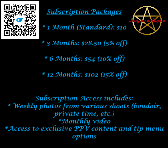 Dragonsalkyrie3's tweet photo. Subscription Prices and Tips/Customs Menu as of 5/15/26
#onlyfans #OFmenu #ContentCreator
https://t.co/QQdw45lxKy https://t.co/f8ANTR3Mt8