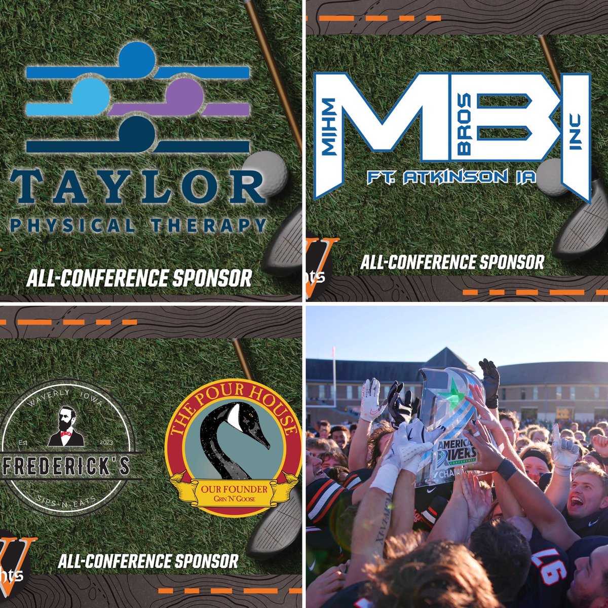 WartburgFB's tweet photo. Thanks to our All Conference Sponsor @donhummertrucking, Mihm Bros Inc @frederickssipsneats @thepourhouse_waverly, Clarksville Child Dev., Fidelity Bank, @woodruffconstructioninc @trane @truserveinsurance @taylorphysicaltherapy for the support of our golf outing. https://t.co/13MgzrSVBO