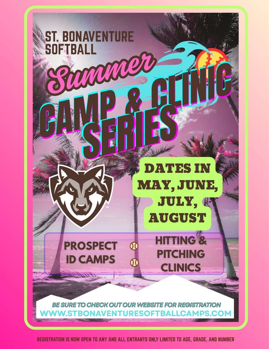 CamdenDecker's tweet photo. 🚨🚨Summer Camps🚨🚨 The enchanted mountains of @StBonaventure are calling! Date and registration info can be found at https://t.co/UaCfnEMDqY #unfurl @GoBonnies @BonniesSoftball https://t.co/ZoR3lIx6cH