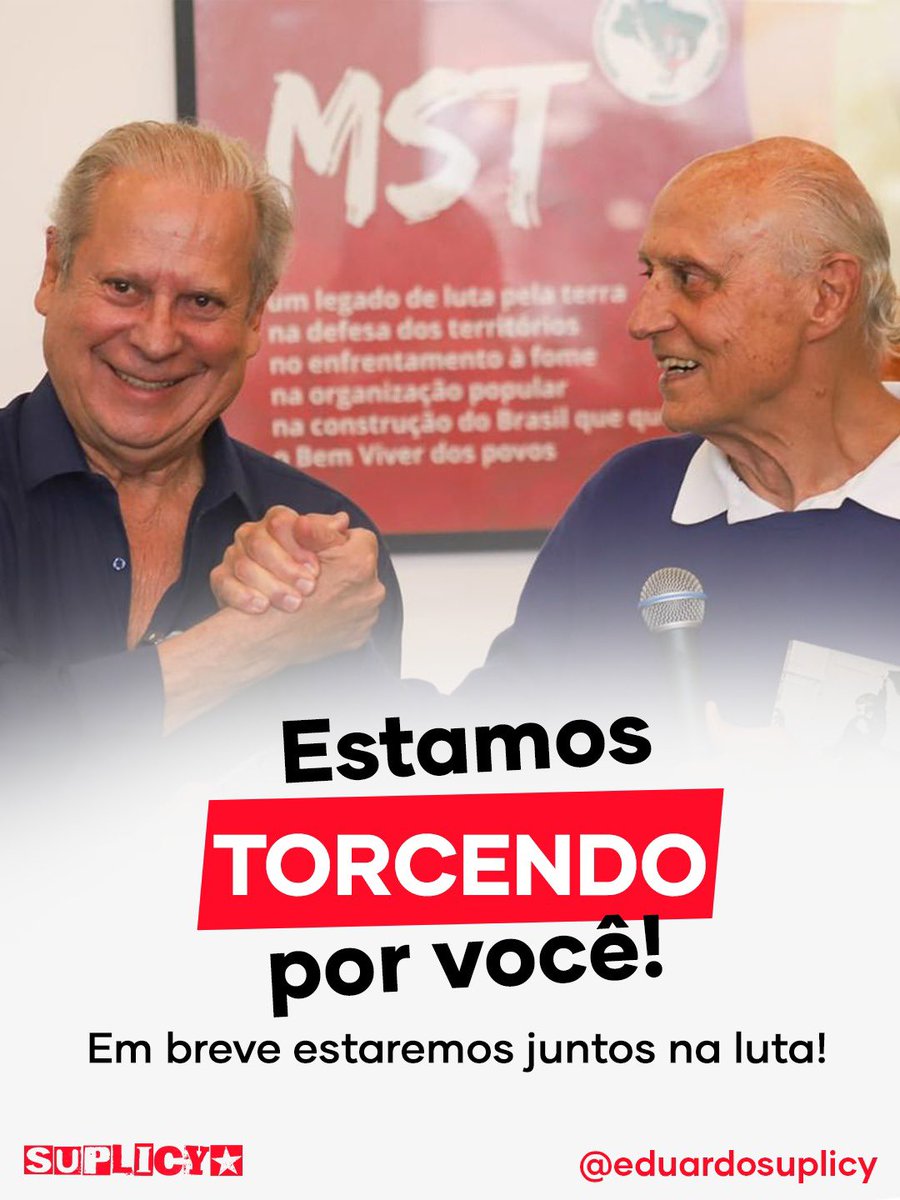 esuplicy's tweet photo. Caro José Dirceu, desejo pronta recuperação neste momento delicado. 

Você está em ótimas mãos com o Dr. Celso Arrais. Muita força e serenidade. 

Logo estaremos juntos novamente em campanha. 

Abraço amigo,  
Eduardo Suplicy https://t.co/HvHPkk7DvN