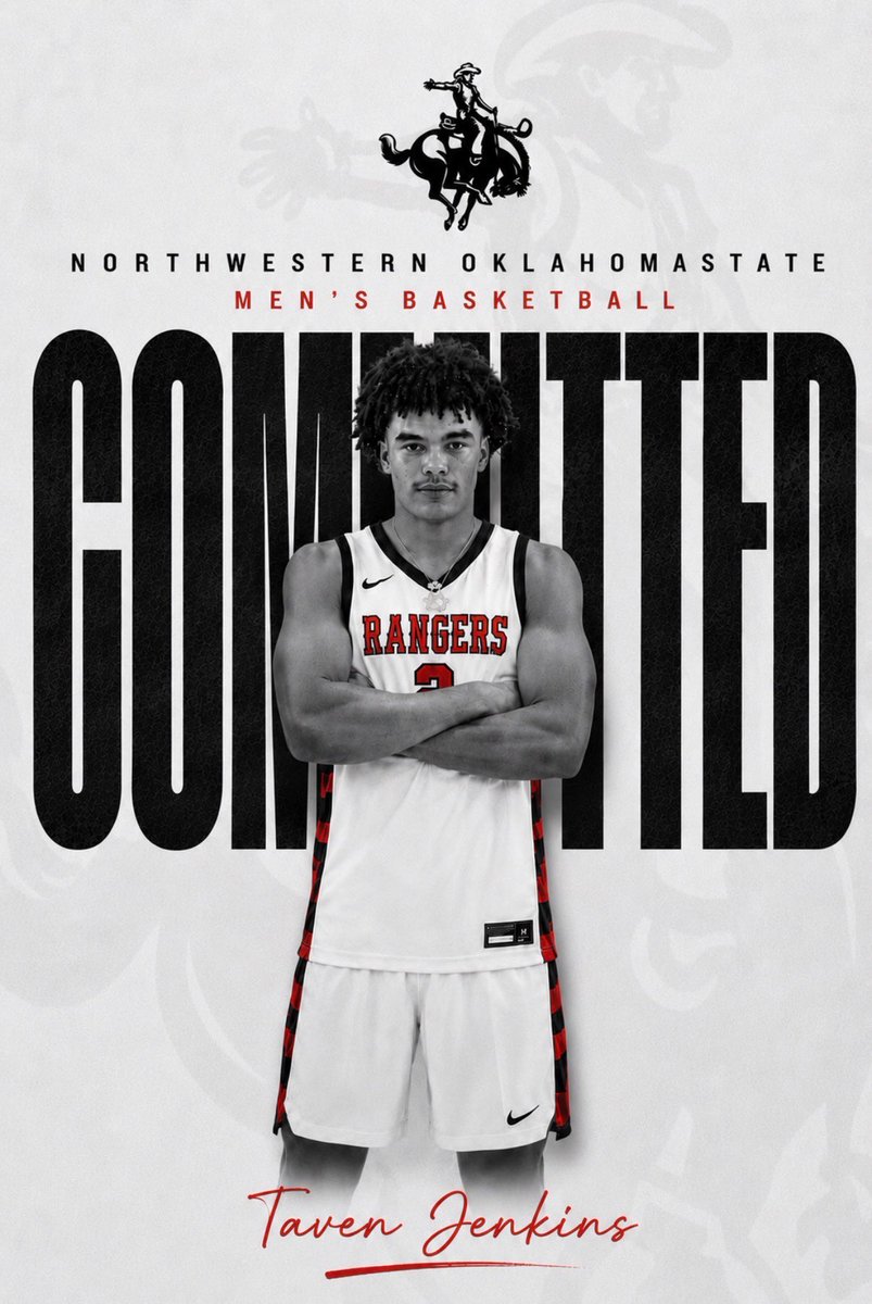JenkinsTaven's tweet photo. I am Blessed to announce my Commitment to Northwestern Oklahoma State University. Let’s Work!! ❤️🖤 @CoachTDfor3 @NWOSUBasketball 
#Committed #JucoProduct  #AGTG https://t.co/OGPZxfUpqs