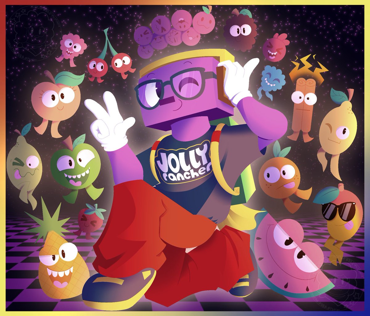 AvalynaDoStuff's tweet photo. 🍇🍓 Fruit Frenzy 🍏🍉
.
I love you Jolly Rancher Hersheypark Entertainment and Resorts :]
.
.
Tag Thing:
#digitalart #procreate #hersheypark #jollyrancher https://t.co/tYIdn5cmUP
