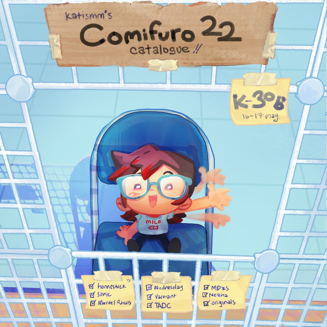 katismm's tweet photo. [💜 &amp; 🔁appreciated]

Lee's SKS #CF22 OTS catalogue!

📍 K30-b [CRITTER CRANNY]
🗓️16 - 17 May 2026 (both days)
💥Homestuck, Vocaloid, Sonic, TADC, Wednesday/Wenclair, VALORANT, Marvel Rivals, MDZS, NeZha, Originals

#CF22catalogue #comifuro22
[1/2] https://t.co/UeWLyMkhEM