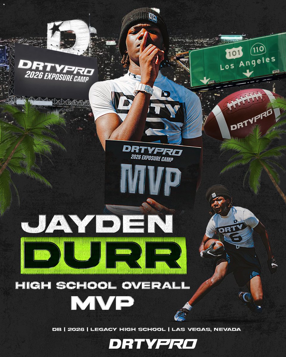 DurrDrip's tweet photo. RT @drtycamps: JAYDEN DURR c/o 2028 DB Overall MVP! (Legacy HS, Las Vegas, NV) https://t.co/Y92psM7Ut5