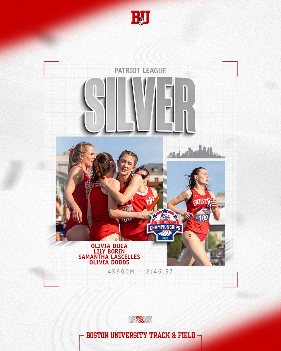 TerrierTFXC's tweet photo. Closing the day with a silver medal in the 4x800m!

Olivia Duca, Lily, Samantha and Olivia Dodds clocked an 8:46.57 to take home some hardware on day one! https://t.co/X42b0DFzb7