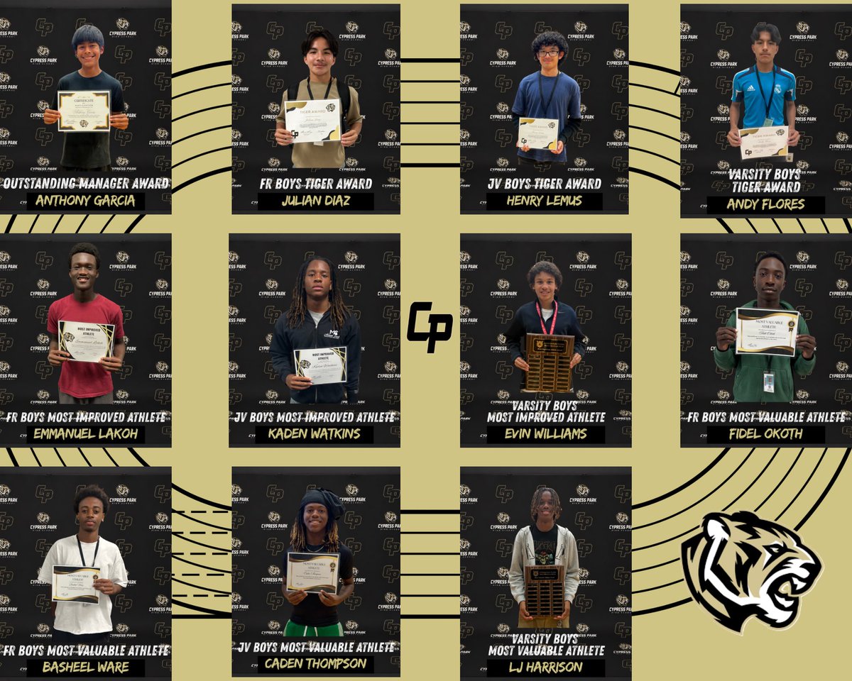 CyParkBoysTrack's tweet photo. Our 2026 Individual Team Award Winners.

@CyParkAthletics https://t.co/7lR4mksLWD