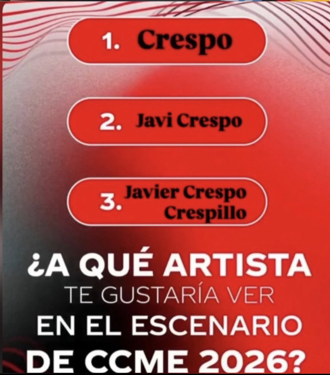 Ruflo2018's tweet photo. Queremos ver a #javicrespo en el CCME 2026!!! @TonyAguilarOfi https://t.co/En5Sg65tQE