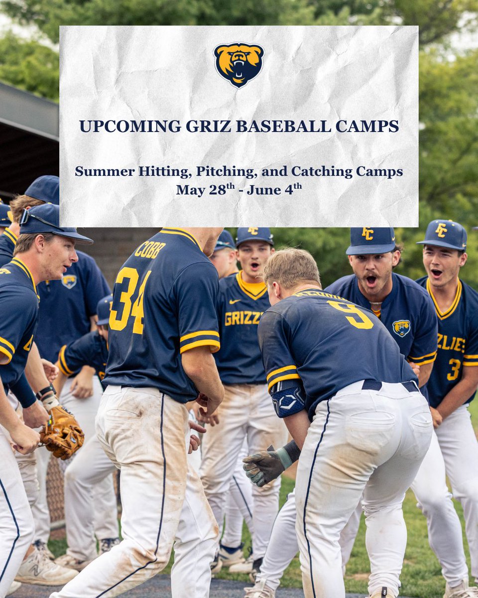 FCGrizBaseball's tweet photo. Summer Baseball fun at Franklin College!   Visit https://t.co/8MIqOWseft to register!  Early Bird discount through May 19! #TEAMGRIZ https://t.co/rV6TLdLelk