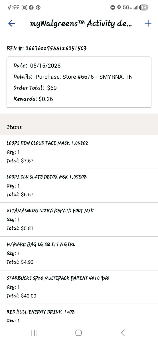 WitchPoison7's tweet photo. @Walgreens does it take longer to recieve rewards now?? I clipped a 10$ reward when I spend over 45$. Spent 69$ and its not showing rewards. https://t.co/gjJirg04pW