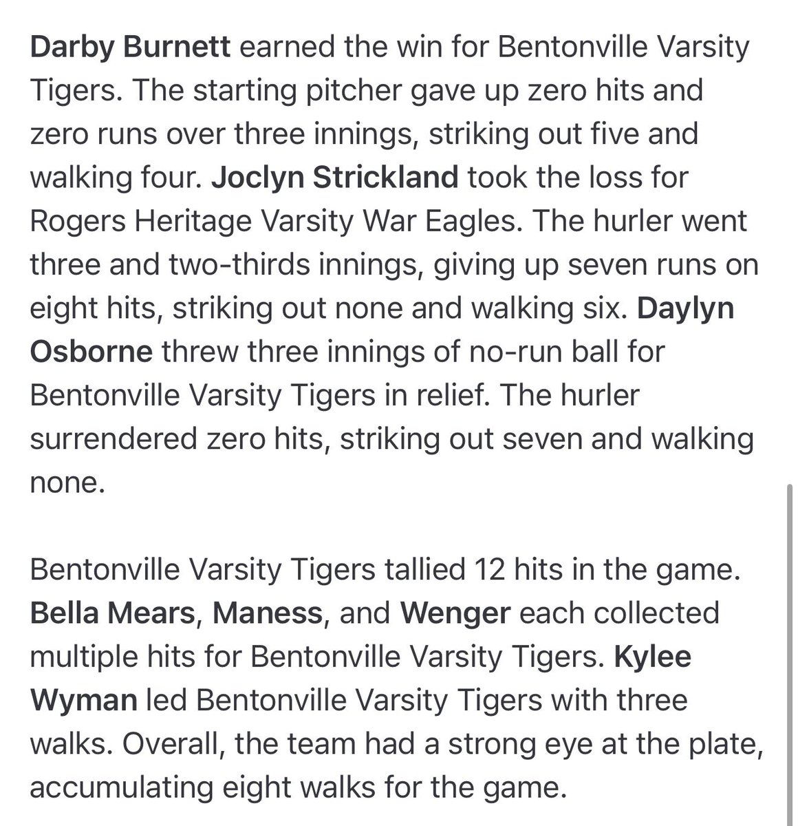 BHS Tiger Softball tweet media