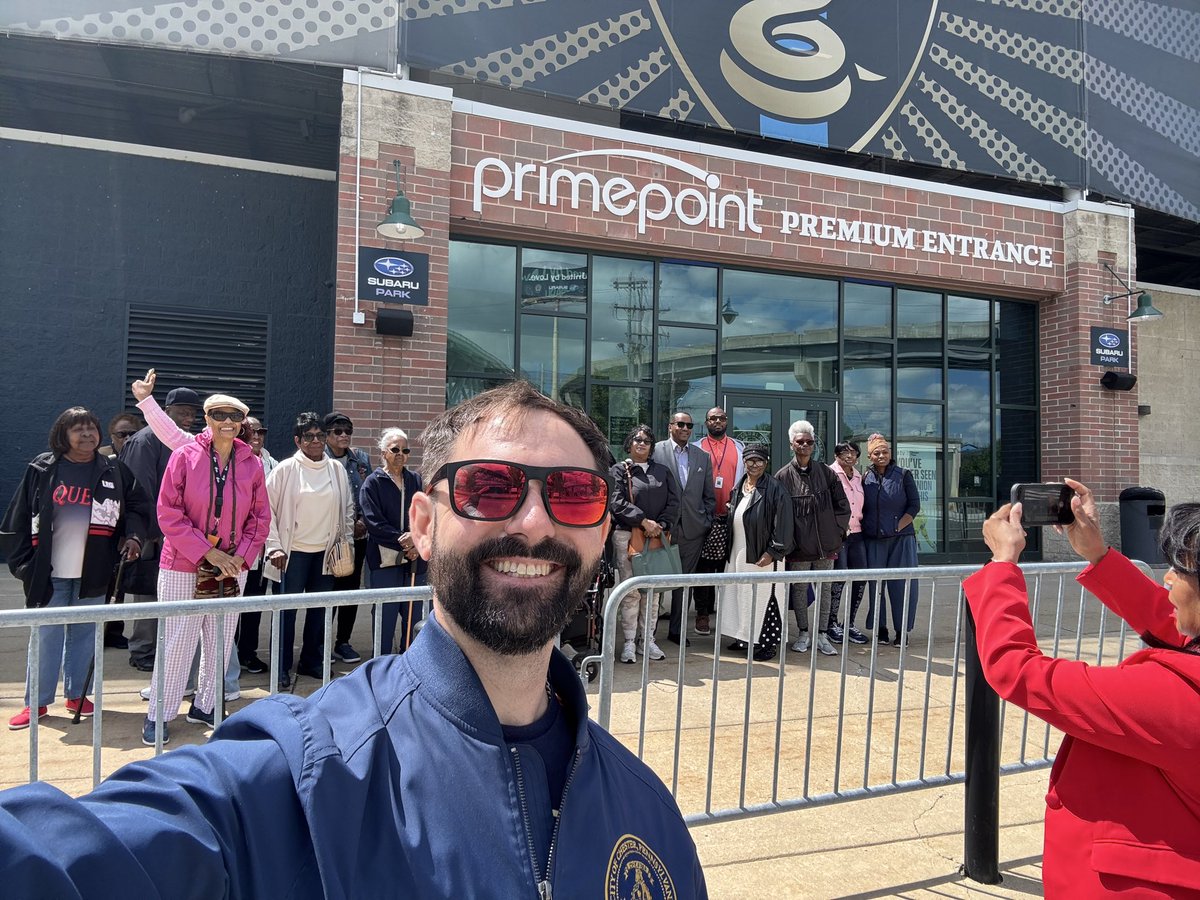 JustinTibbels's tweet photo. The Mayor’s Office had a lot of fun taking the Chester Senior Center on a tour of Subaru Park and the WSFS Sportsplex today! Thank you to the Philadelphia Union for being such great hosts, and to Keystone Quality Transport for providing buses. #ChesterPA https://t.co/7Ezw1pQ9w4