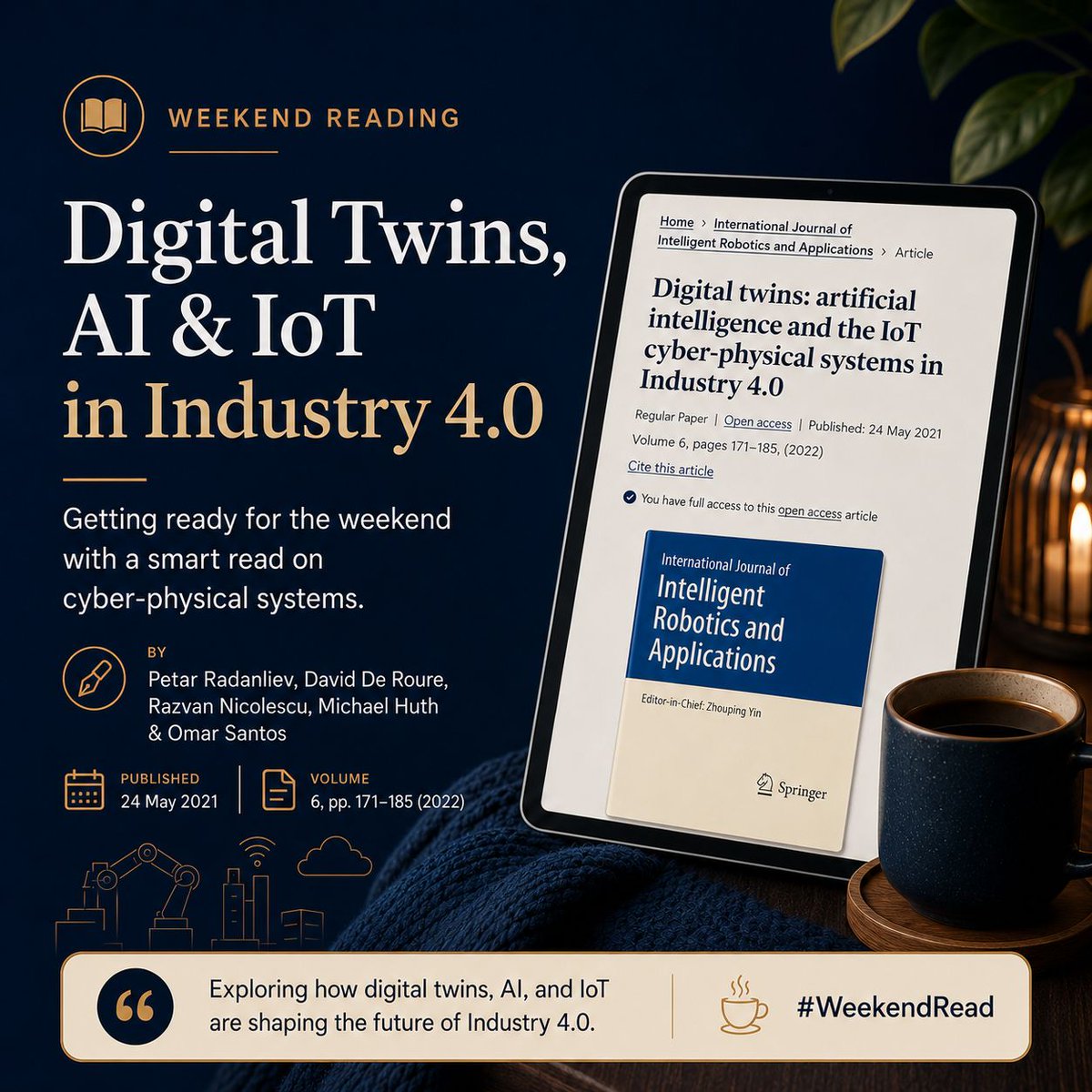 ZRT_219's tweet photo. Getting into cyber-physical systems and how digital twins. 

Weekend read locked in. ☕📘

#DigitalTwins #ArtificialIntelligence #IoT #Industry40 #CyberPhysicalSystems #IndustrialAI #Automation #SmartManufacturing #Robotics #EdgeComputing #AIInfrastructure #Technology #Innovation https://t.co/dukQARv8bB