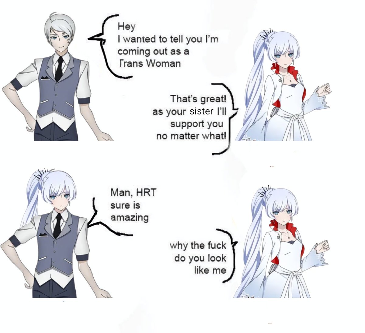 48nn__'s tweet photo. "Whitley coming out as transfem and then she just looks like a mini weiss" ->  i couldnt help it... https://t.co/7uqaUCQEdJ