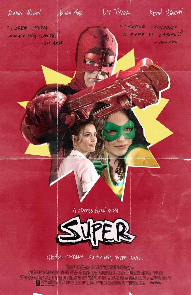 The_GM_is_God's tweet photo. The Beatles pose in front of the in-progress poster for James Gunn’s Super circa 1967 https://t.co/xHGLIliKzF