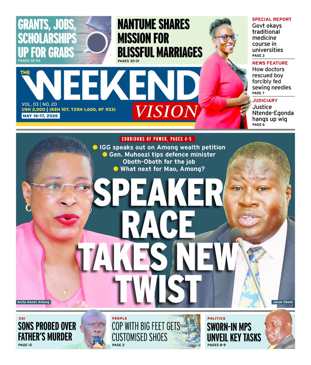 newvisionwire's tweet photo. 🗞️ The New Vision, Weekend Edition

Speaker race takes a new twist!

Grab your copy from the nearest vendor or subscribe to our #EPAPER 👉🏿 https://t.co/pvu2rc88Kk
#VisionUpdates https://t.co/uL4iL3VtFd