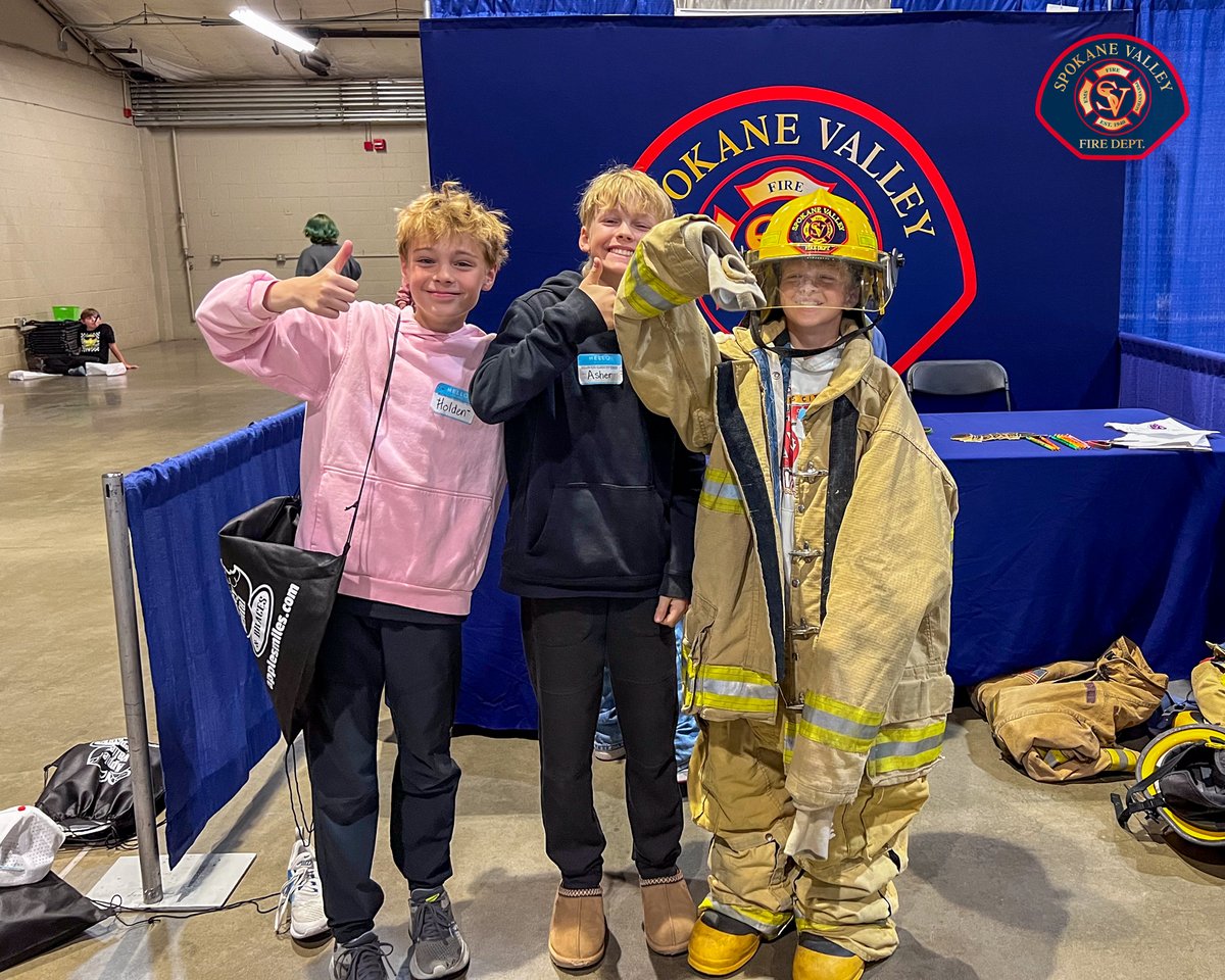 SpokaneValleyFD's tweet photo. More than 2,000 students explored future careers at yesterdays SPS Career Fair. We were proud to be part of it and share what it takes to become a firefighter and letting a few future firefighters try on the gear. https://t.co/R0qLJPIeDL