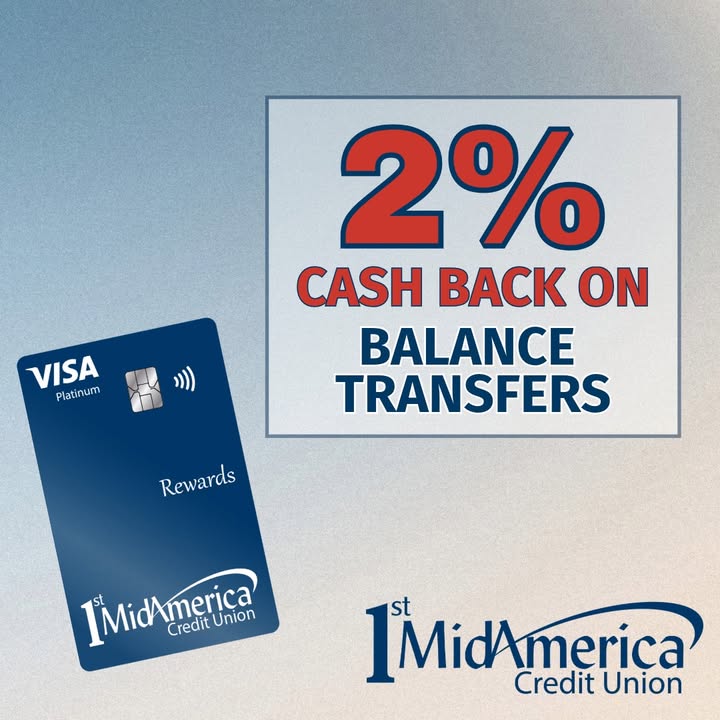 1stMidAmerica's tweet photo. Don't miss out on this limited time offer!❗Turn your balance into a bonus when you transfer your high rate credit card balances to a 1st MidAmerica Visa credit card.

Get started today on our website: https://t.co/ZJN8KyIVJ0 https://t.co/UytYaWdCYJ