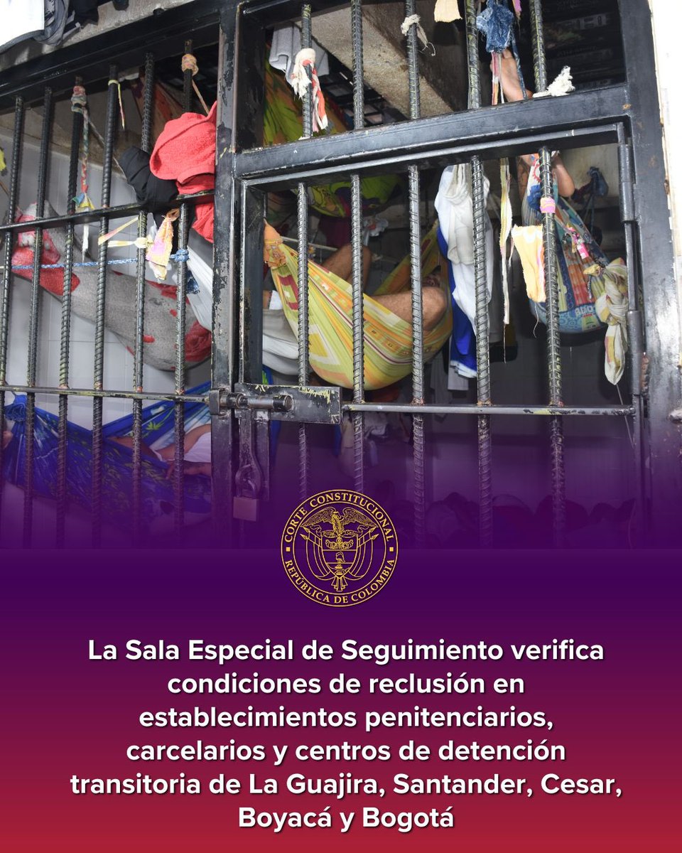 CConstitucional's tweet photo. La Sala Especial de Seguimiento ordenó la práctica de diversas inspecciones en establecimientos penitenciarios y carcelarios a cargo del INPEC, así como en centros de detención transitoria del país. 

Boletín: https://t.co/bakDj85N3X

1/2 https://t.co/DxPbNvEf1n