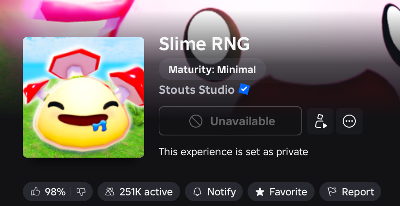 Jake_Real_RB's tweet photo. https://t.co/WhSjjeearS (Also... the list of devs, genre... etc... is): (Slime rng roblox) https://t.co/RzTJnNyrnI
