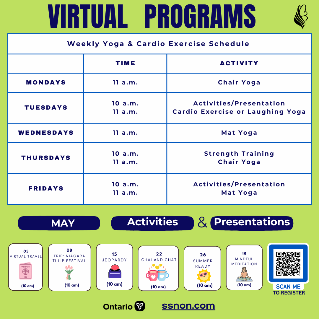 SSN_York's tweet photo. 💛 Connection is just a click away! Join SSN’s May virtual programs for fitness, fun activities, and meaningful social connection from home. 

Register here: https://t.co/DTKQXeOXJc

#SSNYork #VirtualPrograms #WellnessForAll #ActiveSeniors #HealthyLiving https://t.co/jgMVT0oDkG