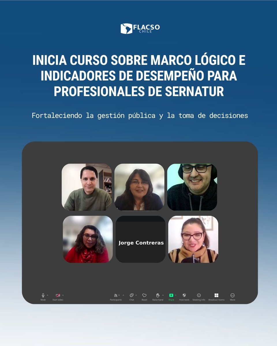 Flacso_Chile's tweet photo. Inicia el curso "Marco Lógico y Construcción de Indicadores de Desempeño" junto a profesionales de @Sernatur. 📊 Instancia clave para fortalecer la planificación estratégica y la toma de decisiones basada en evidencia en el sector público.

Detalles: https://t.co/FmNhgZGAqn https://t.co/RnqG5gq1wO