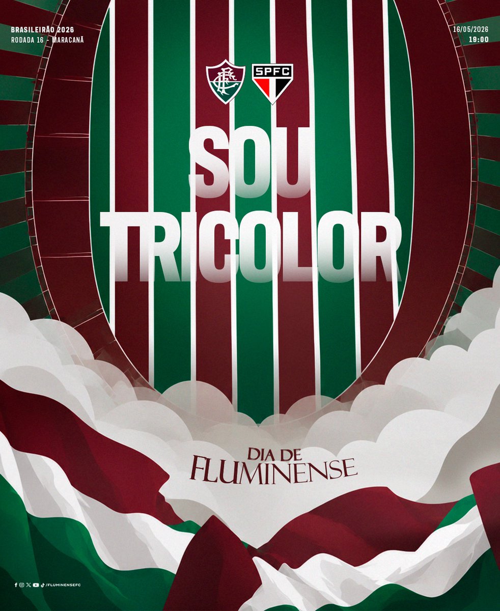 FluminenseFC's tweet photo. 🎵 SOU TRICOLOR DE CORAÇÃO
SOU DO CLUBE TANTAS VEZES CAMPEÃO 🎵

É #DIADEFLU NO MARACA! MAIS UMA RODADA DE @BRASILEIRAO PRA CONQUISTAR OS TRÊS PONTOS! 

VAAAAMOS, FLUMINEEEENNSEEE! 🇭🇺🇭🇺 https://t.co/YHTylqyapz