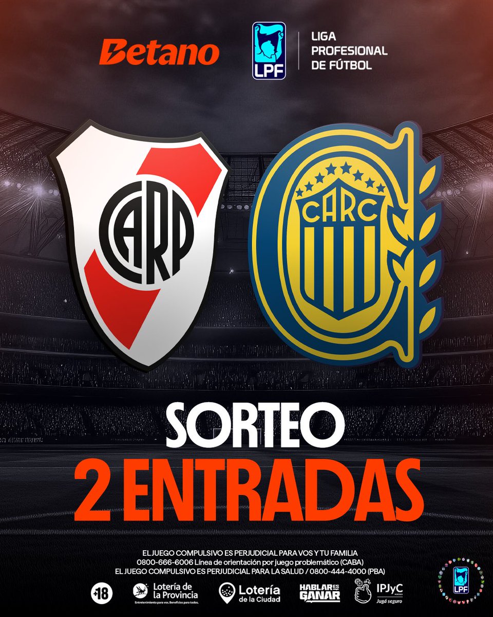 cariverplate's tweet photo. SORTEO 🎟️
𝗥𝗜𝗩𝗘𝗥 🆚 𝗥𝗢𝗦𝗔𝗥𝗜𝗢 𝗖𝗘𝗡𝗧𝗥𝗔𝗟

Sorteamos 2 ENTRADAS para el partido vs Rosario Central. 

𝐑𝐄𝐐𝐔𝐈𝐒𝐈𝐓𝐎𝐒👇

• Dale ❤️ y RT a esta publicación.
• MENCIONÁ quién te acompañaría.
• SEGUINOS 👉 @CARiverPlate

El sábado anunciamos al ganador/a. https://t.co/crCuyOpJbp