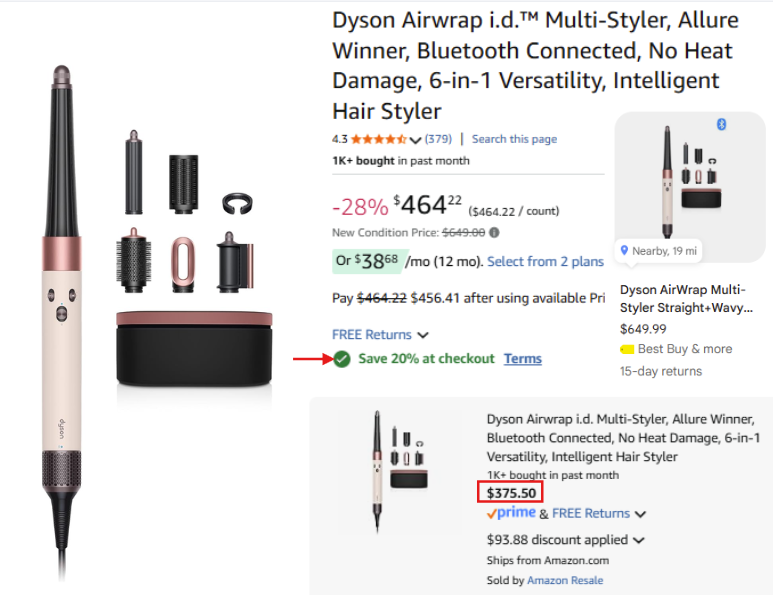 GlitchedSavings's tweet photo. $275 OFF DYSON AIRWRAP MULTI-STYLER

Click "Other Sellers" and select "Used - Like New"

Usually arrives brand new, free returns if unsatisfied

New ones going for $650 online

Extra 20% off at checkout brings it to $375

https://t.co/ibAIrv237E #ad https://t.co/vXlvuKSZCJ