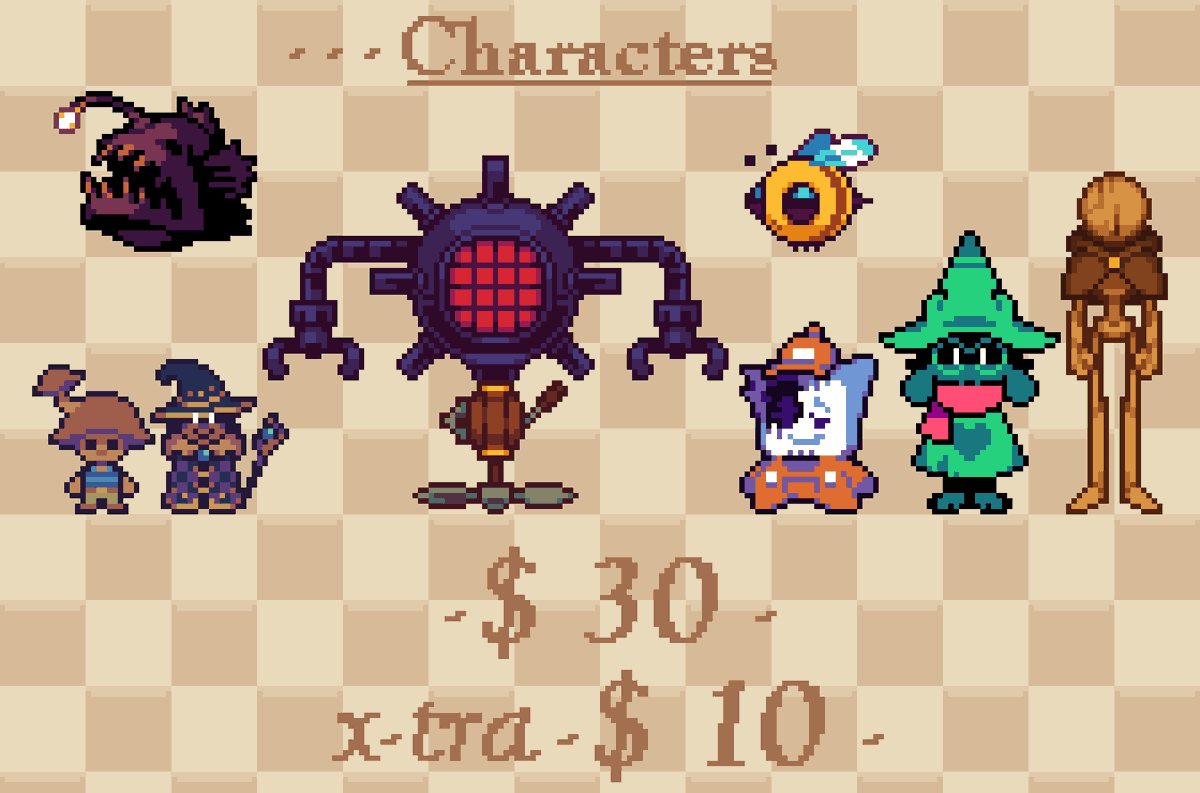 BronznTelescope's tweet photo. - Pixelart Commissions! -
You can contact me through DMs &amp; ask for my discord for convenience : ] 
Prices and amount of sprites can be arranged! https://t.co/WEdYQkDFcI