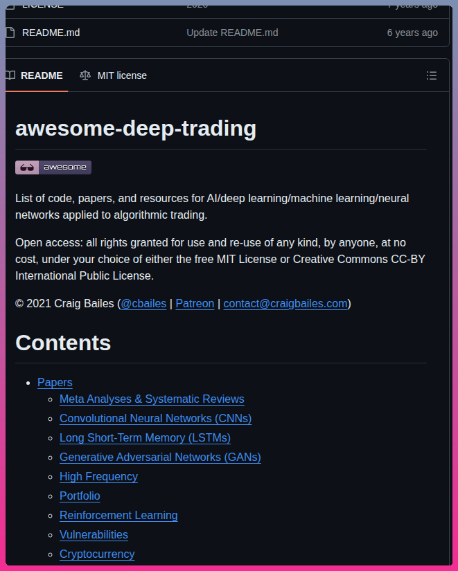 tom_doerr's tweet photo. Curated deep learning resources for algorithmic trading

https://t.co/k8mjRK2Ic8 https://t.co/FkH3YKL6Dg