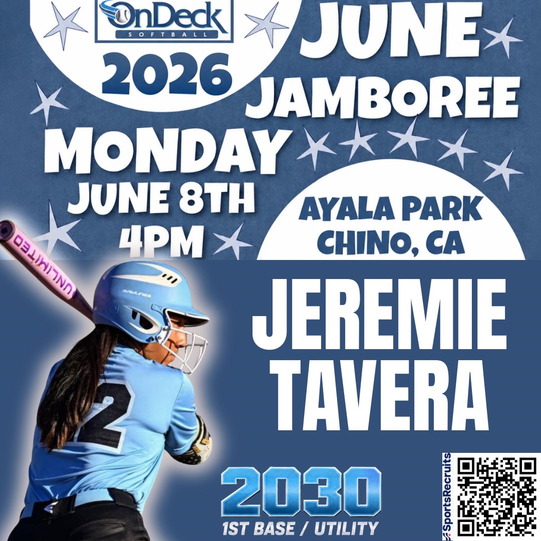 JeremieTavera's tweet photo. Excited to have received an invitation from @ondecksoftball to compete at the June Jamboree! Been working hard to improve my @odm_testing metrics and can’t wait to compete and meet some amazing athletes. The work behind the scenes never stops! Let’s go! 👊 #2030class #powerlefty #leftyhitter
@PrepSoftball @LineDsoftball @ExtraInningSB @SBRRetweets @CoastRecruits @CoastRecruitsSB @TOP_D1RECRUITS @5StarEliteSB