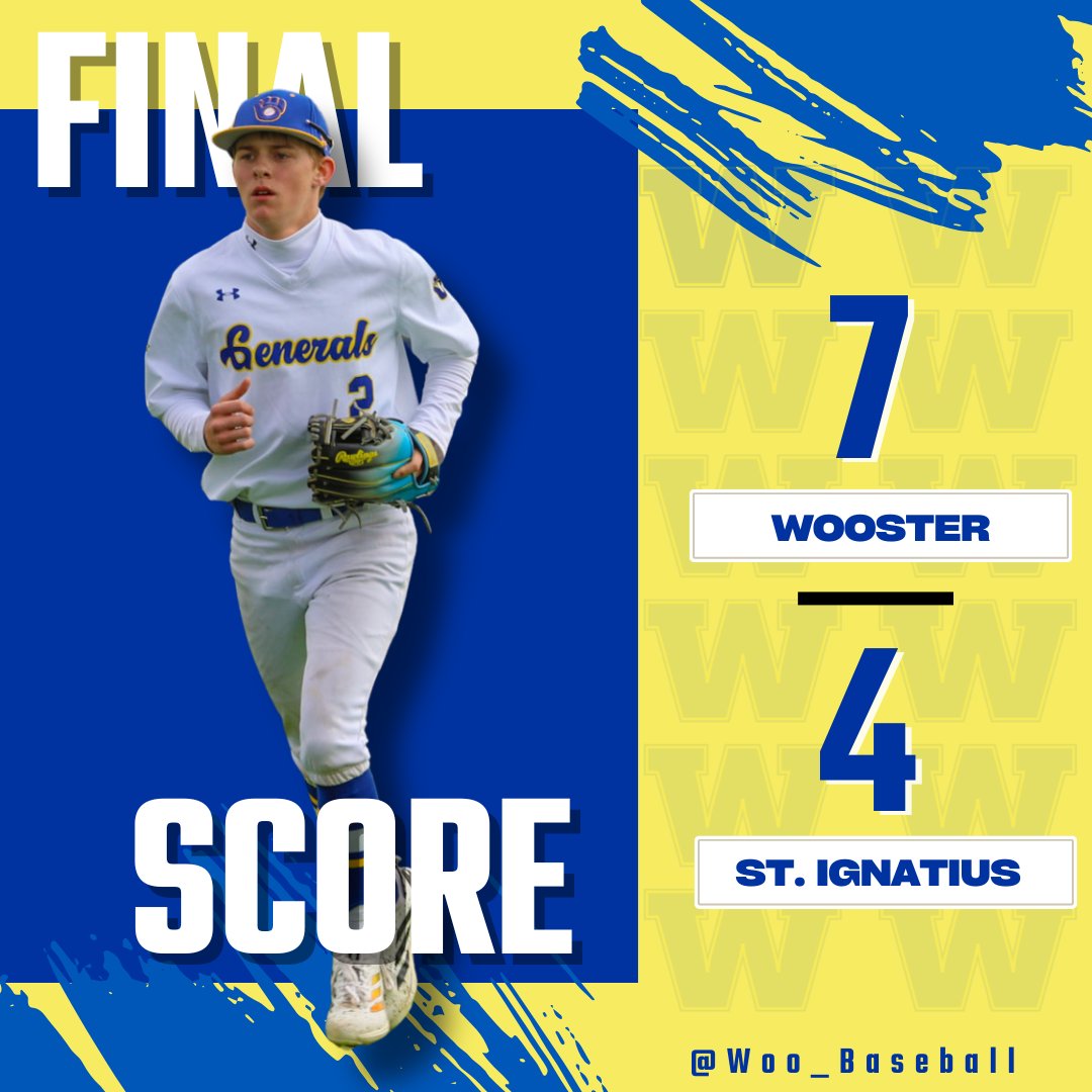 Woo_Baseball's tweet photo. 🚨 VARSITY FINAL 🚨

Wooster 7, St. Ignatius 4! We improve to 14-2 (11-1) as @Isaac_Yoder10 picks up his 1st career Varsity W! 

Offense led by:
@AidanMcMillan81 3H, 2R, 1RBI
@Wheeler_We22466 2H, 2RBI, 1R
@BrockBowen2424 1H, 1RBI, 2R

#ForMaddo https://t.co/zyhdWSKcUk
