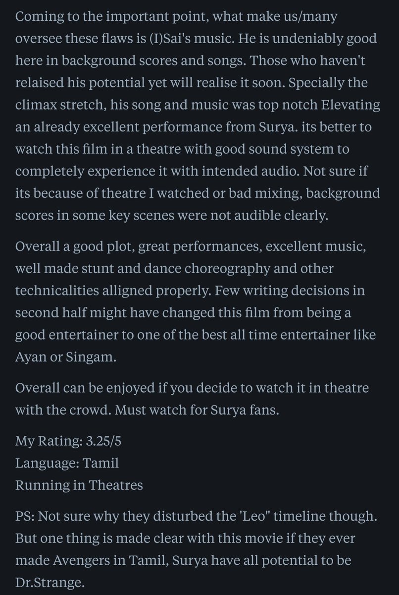KarthickCdm's tweet photo. Suriya returns to his peak commercial zone. A roaring theater experience with a crisp runtime and banger BGM by Sai, despite a flawed second half. My 3.25★ review of #Karuppu (2026) on @letterboxd: https://t.co/zxZfT575j8 #KarthicdmReviews #Karthicdm_Reviews https://t.co/Iia7aEDHGx