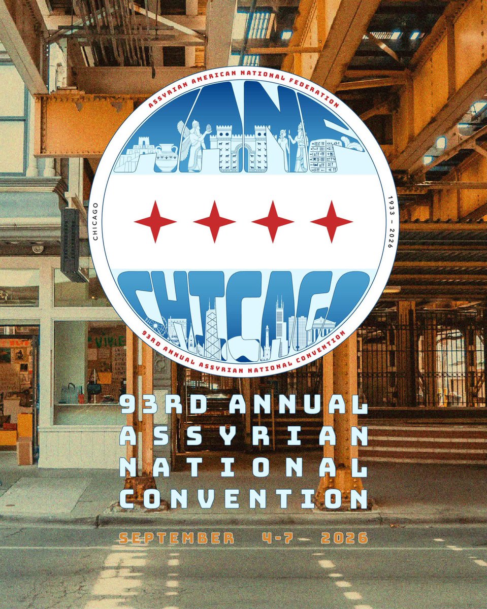 AANForg's tweet photo. Proudly unveiling the official logo for the 93rd Annual Assyrian National Convention in Chicago. 

“Bridging Generations, Building the Future.” A design that honors our rich history, celebrates our culture, and looks ahead to the future of our nation. #AANF2026 #AssyrianConvention #assyrianpride