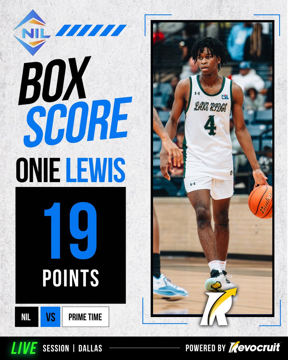 Revocruit's tweet photo. P32 Box Score: Lake Ridge guard Onie Lewis dropped 19 points during P32 League Dallas Live Session action.

Dynamic scorer that continues to make plays and produce at a high level on the floor.

College coaches can track Onie Lewis on Revocruit. https://t.co/ANIggWvo3P