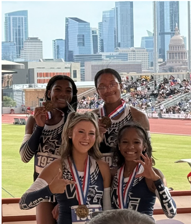 PISD_Athletics's tweet photo. Congratulations to Gabrielle Scott, Emma Davis, Cassidy Grant, and Jaila Edwards, the WGHS 4x100 Relay Team, on bringing home a Bronze Medal at the UIL State Track &amp; Field Meet! 🥉

#ProsperProud https://t.co/IQ3KUM9eTv