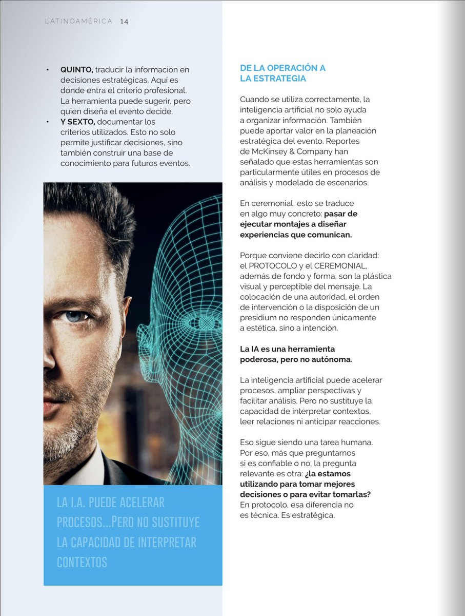 FelipeReyes_B's tweet photo. ¿Le confiarías a la #IA la organización #protocolaria de un #evento de alto nivel?

En esta colaboración para la @RConvencioneS, reflexiono sobre el tema.

https://t.co/liUG7jAcfs https://t.co/9Lqht3Rwat