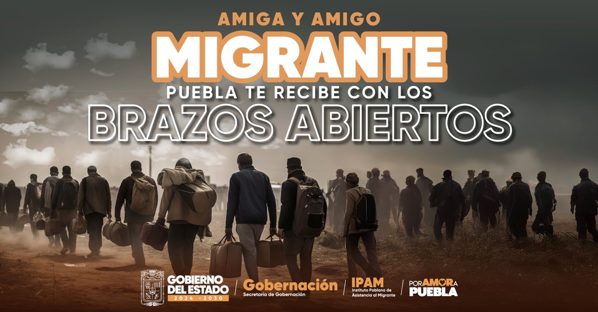 Segob_Puebla's tweet photo. #PorAmorAPuebla | Paisana, paisano, si regresaste a Puebla ya sea repatriado o por decisión propia, ¡no estás solo! El @Gob_Pue y el #IPAM te reciben con los brazos abiertos.
Acércate para recibir orientación, asesoría y conocer los programas que tenemos para ti.
#PensarEnGrande #FuerzAAMigrante