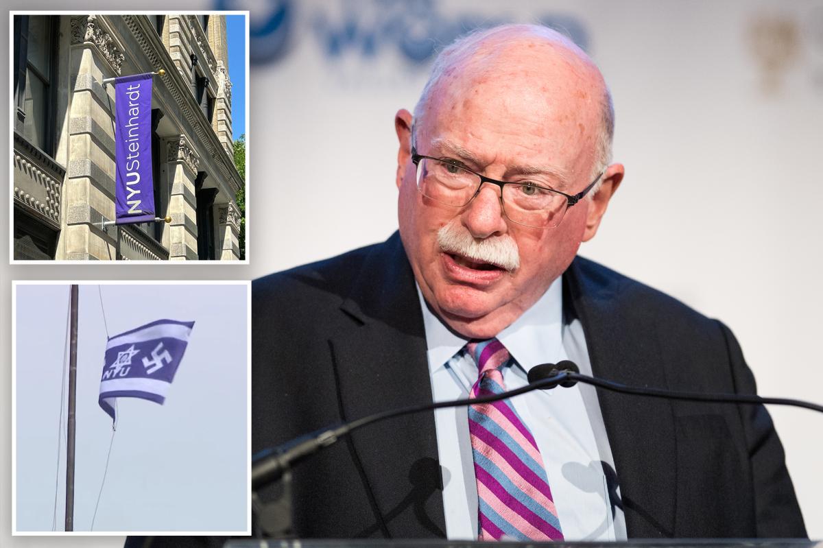 nypost's tweet photo. Jewish donors behind NYU building targeted with swastika flag 'horrified' by hateful act https://t.co/MIYglz2Fft https://t.co/1TosJXFoLk